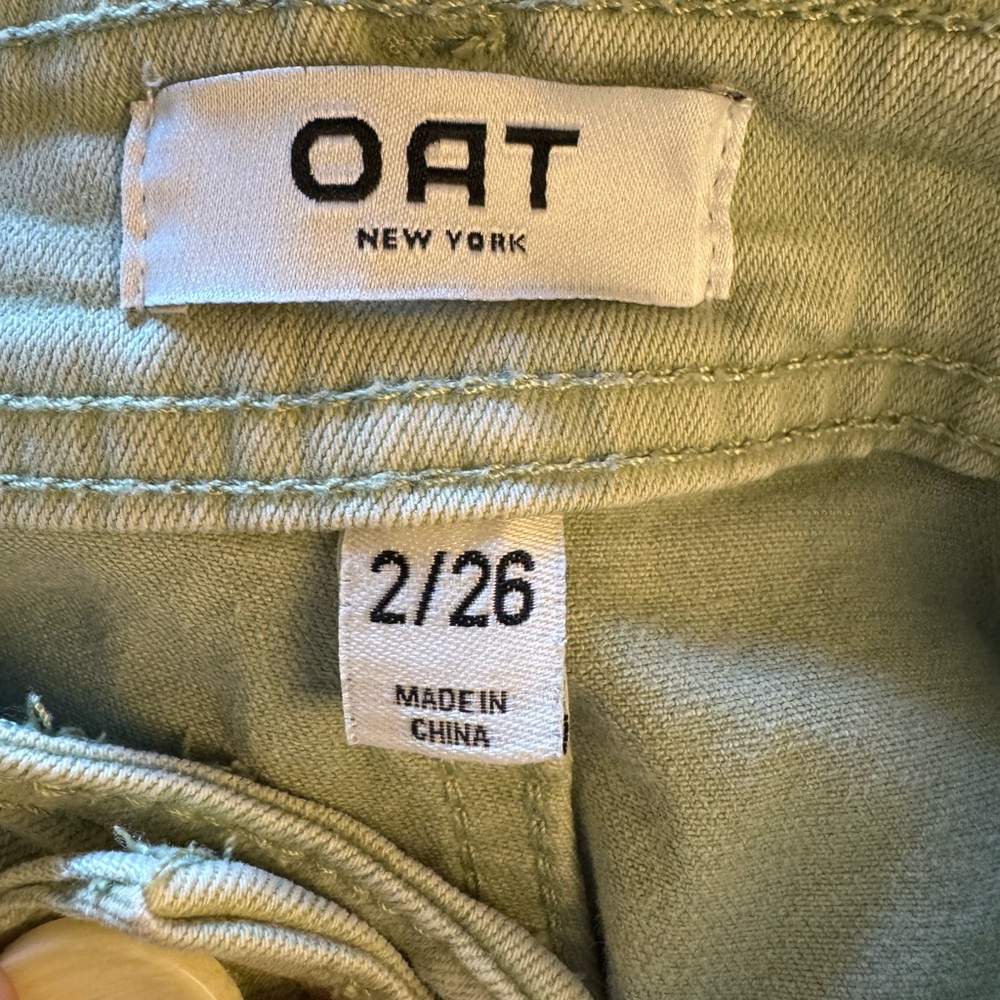 OAT Cropped Wide Leg Light Green Stretch Pants - Picture 3 of 4